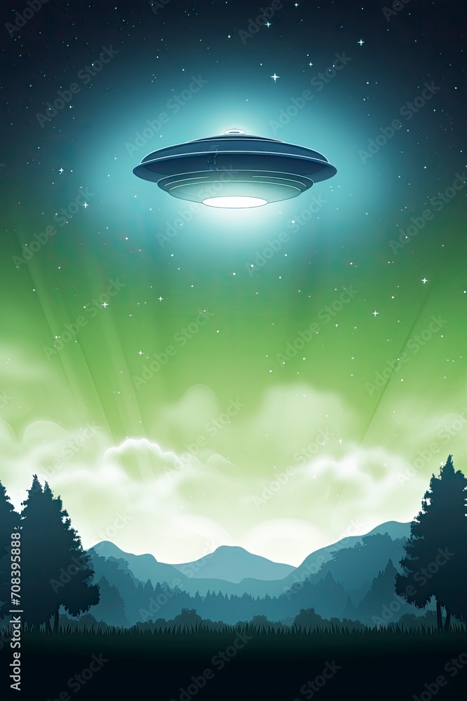 Fototapeta premium UFO cartoon background, generative ai