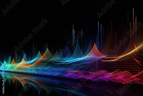 Dynamic Harmony: Composition of Colored Sine Vibration Waves in Abstract Background, Colored sine vibration, Abstract background, Dynamic composition, Vibrant waves,