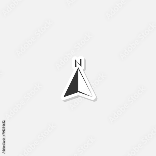 North direction compass icon sticker isolated on gray background