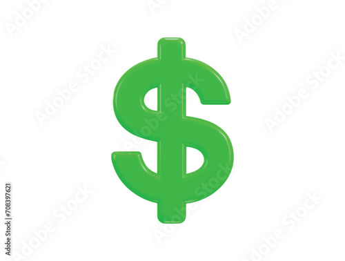 dollar currency icon 3d rendering vector illustration