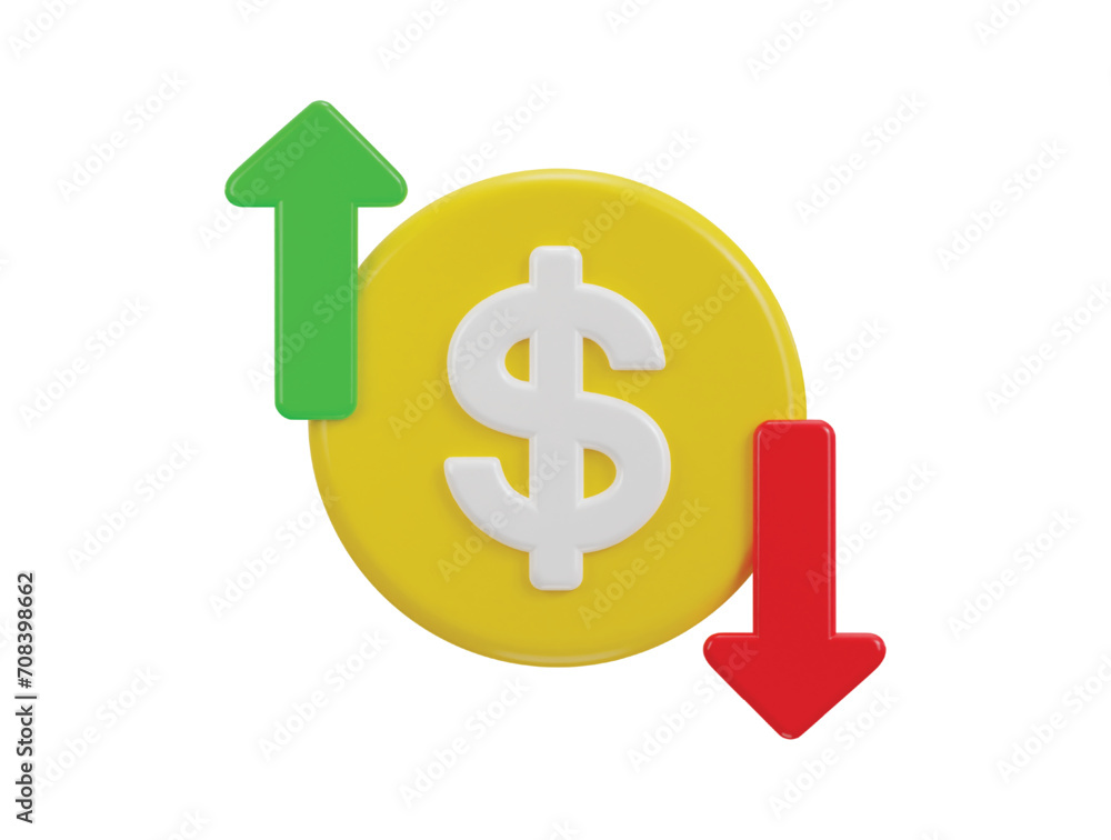 3d money transfer icon on digital currency symbol illustration 3d money transfer icon on digital currency symbol illustration