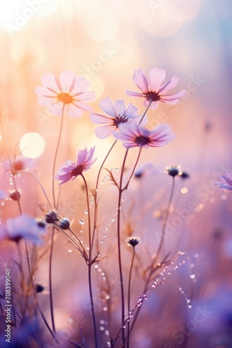 Spring flowers with dew drops