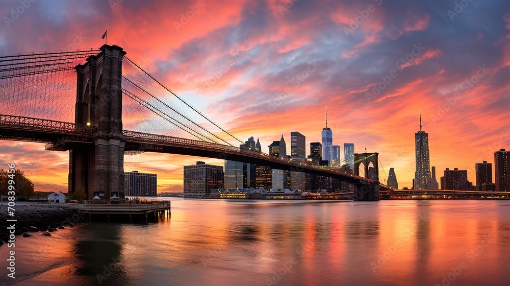 Fototapeta premium New York city sunset panorama