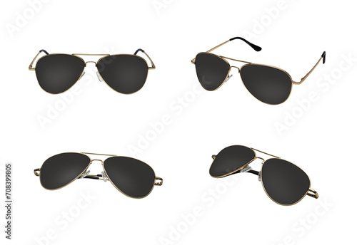 gold sunglasses isolated transparent background. photo