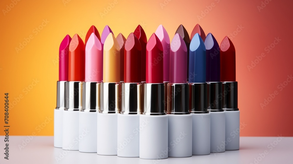 Colorful Lipsticks in Vibrant Background Colorful Lipsticks in Vibrant Background
