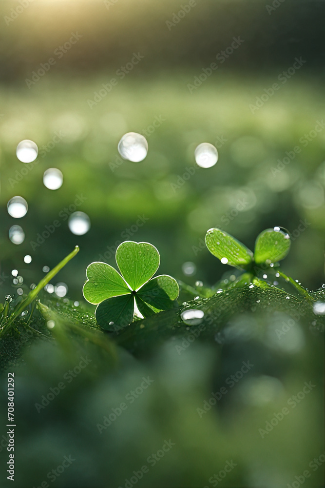Small four leaf clovers are hidden in a corner