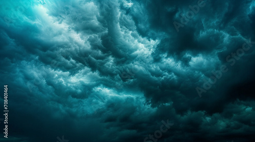 劇的な空と雲。黒青緑の夜空GenerativeAI © enopi