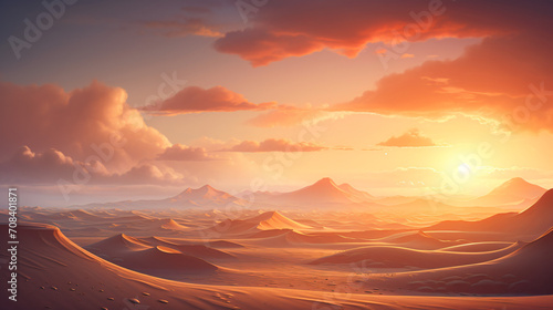 Sand dunes on the beach at sunset