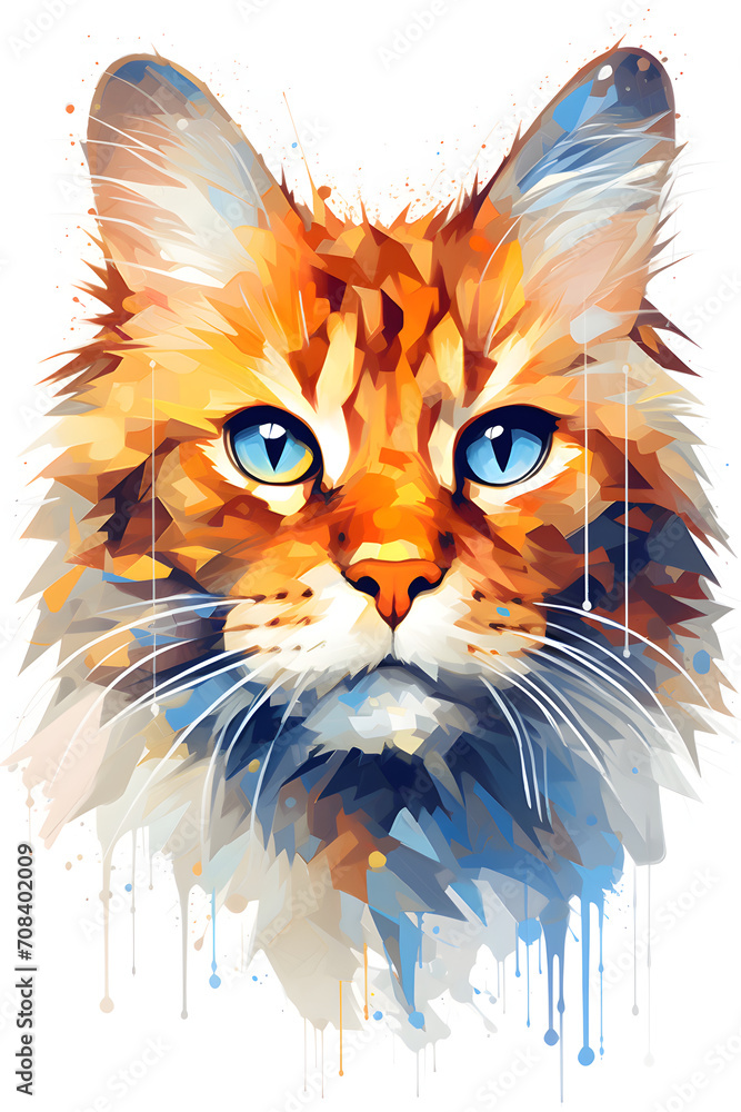 Fototapeta premium painting of a orange cat