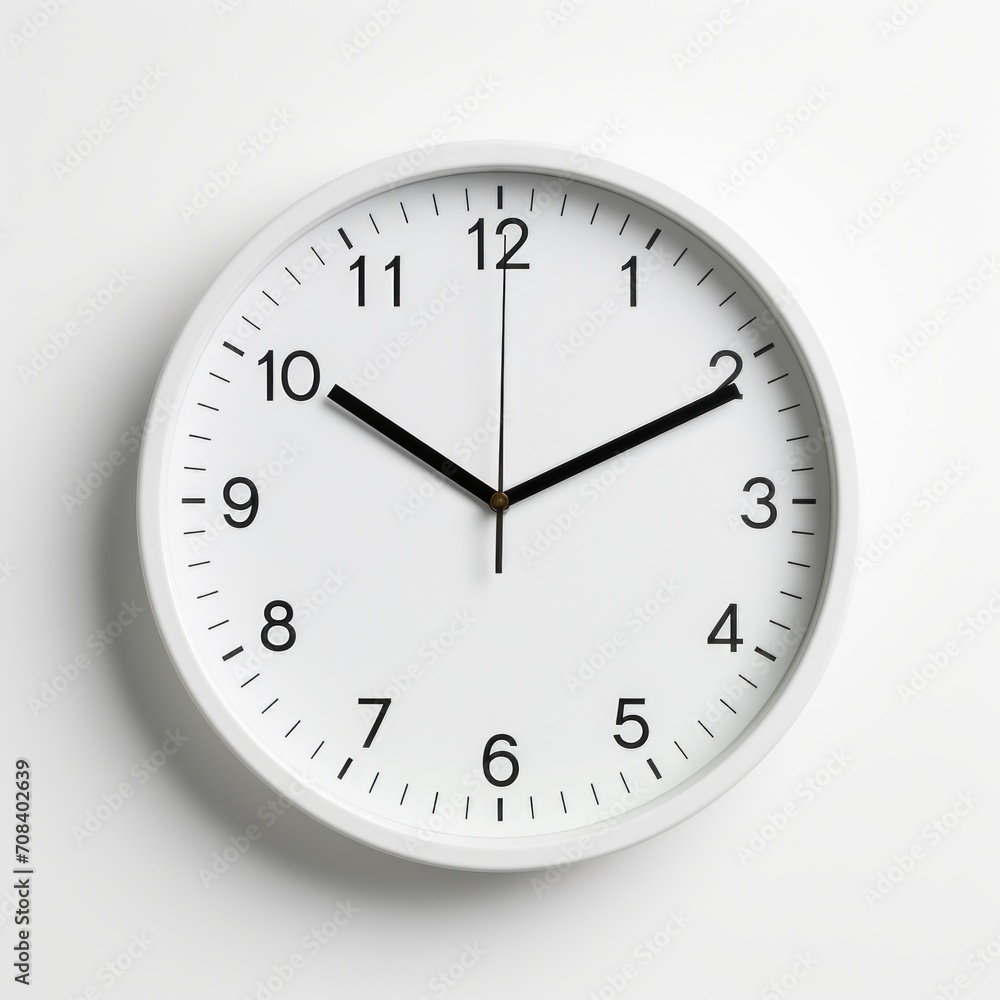 Stock image of an office wall clock on a white background, functional, timekeeping accessory Generative AI Stock image of an office wall clock on a white background, functional, timekeeping accessory Generative AI