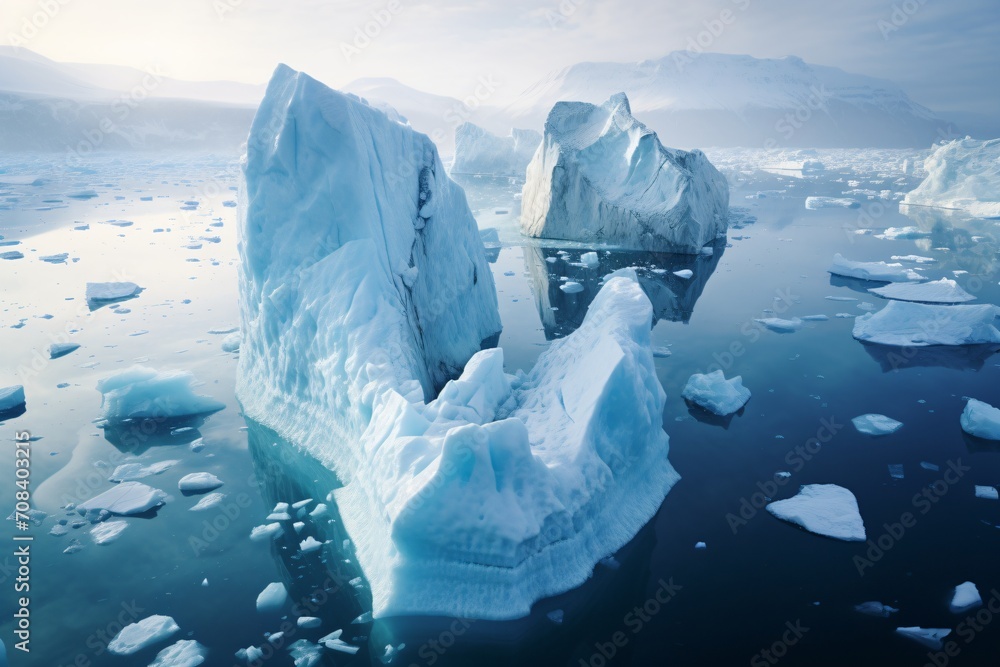 Melting glaciers because of climate change - obrazy, fototapety, plakaty 