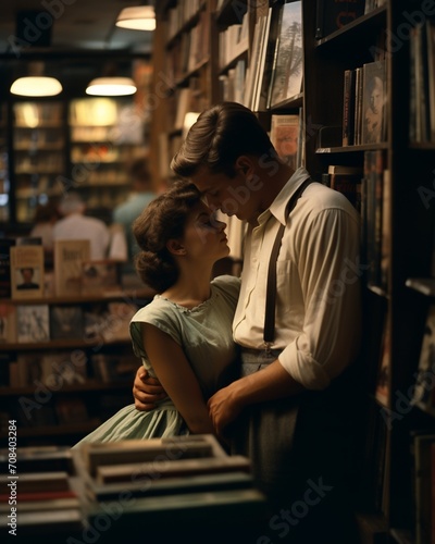 Historical couple in a bookstore © LinzArt
