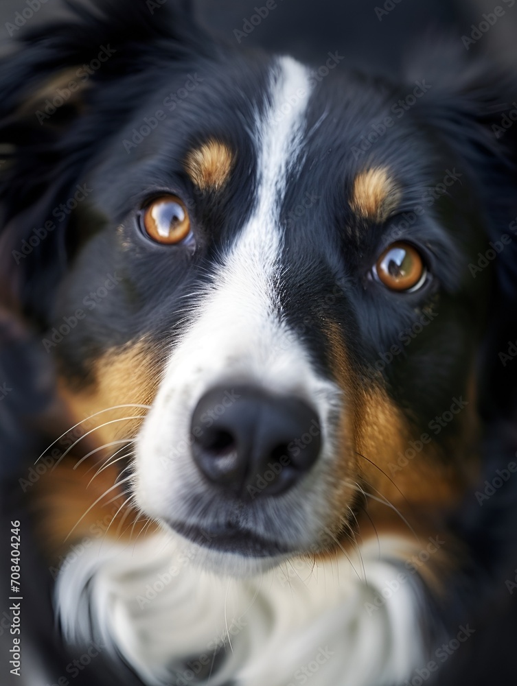 Australian Shepard dog, close up. Australian Shepard dog, close up.