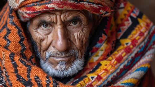 A portrait image of an old bearded Amazigh Berber.