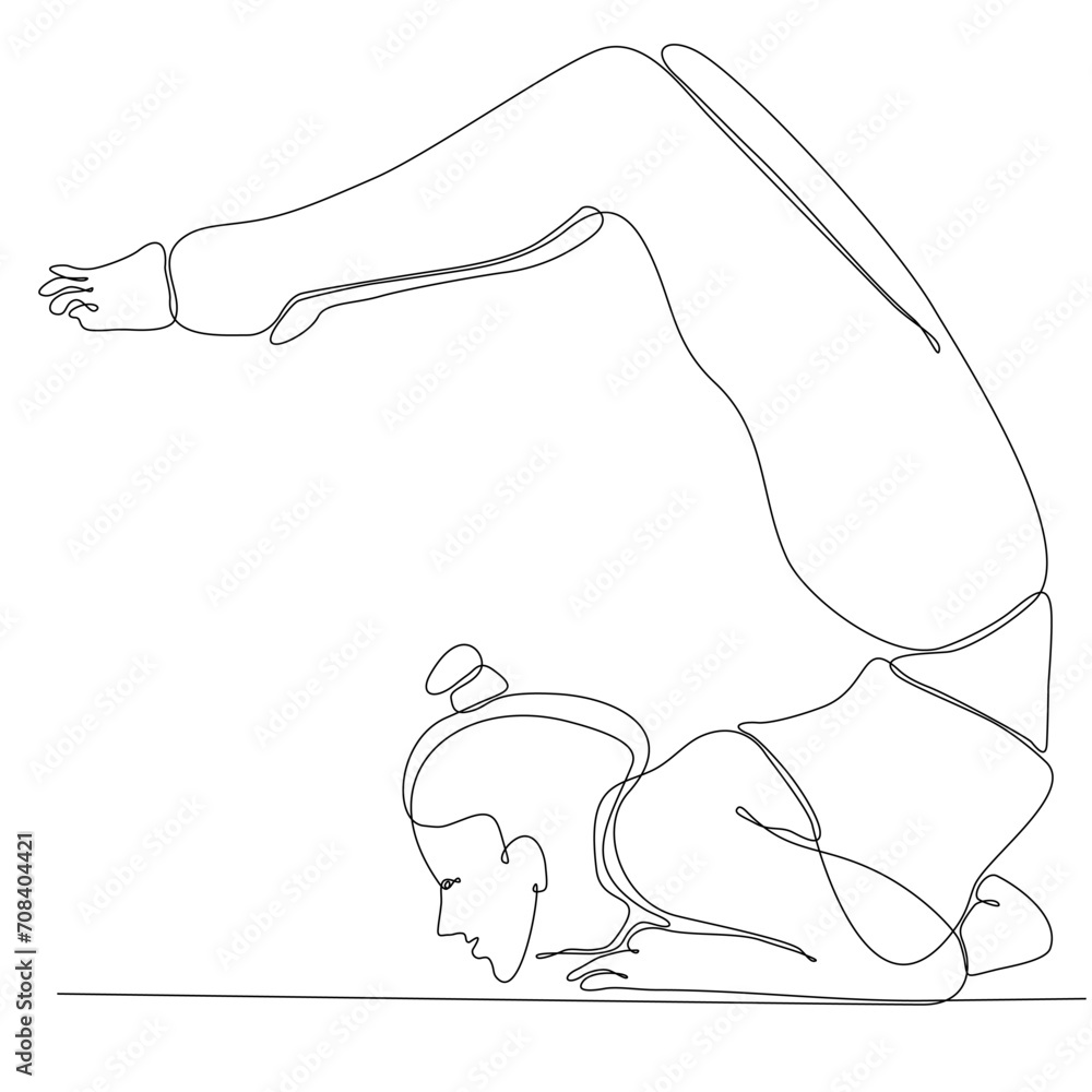 continuous line drawing of woman by body yoga vector illustration