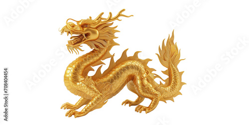 Golden Dragon  Dragon Year  Chinese New Year Festival  made up of AI placed on a white background