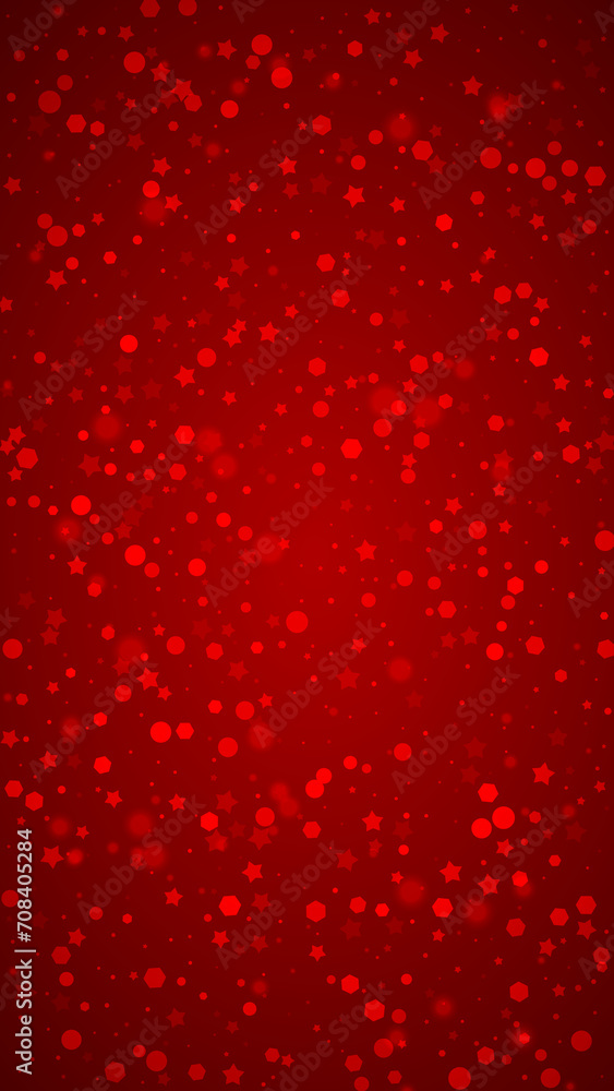 Beautiful snowfall christmas background. Subtle flying snow flakes and stars on christmas red background. Beautiful snowfall overlay template. Vertical vector illustration. Beautiful snowfall christmas background. Subtle flying snow flakes and stars on christmas red background. Beautiful snowfall overlay template. Vertical vector illustration.