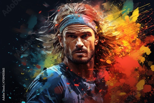 tennis player colorful illustration