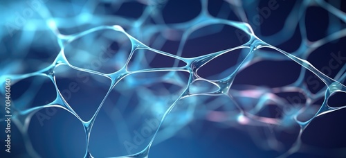 Biotech abstract concept with mesmerizing 3D cells creating a beautiful web of interconnected lines, emphasizing the beauty of science and technology.