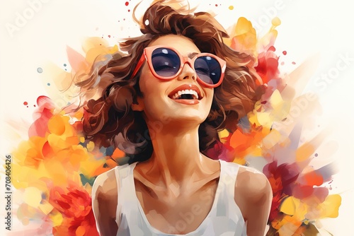 happy woman enjoying life illustration © Belish