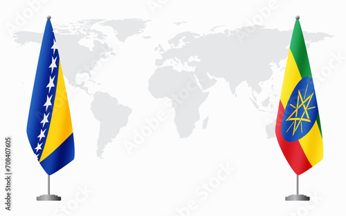 Bosnia and Herzegovina and Ethiopia flags for official meeting