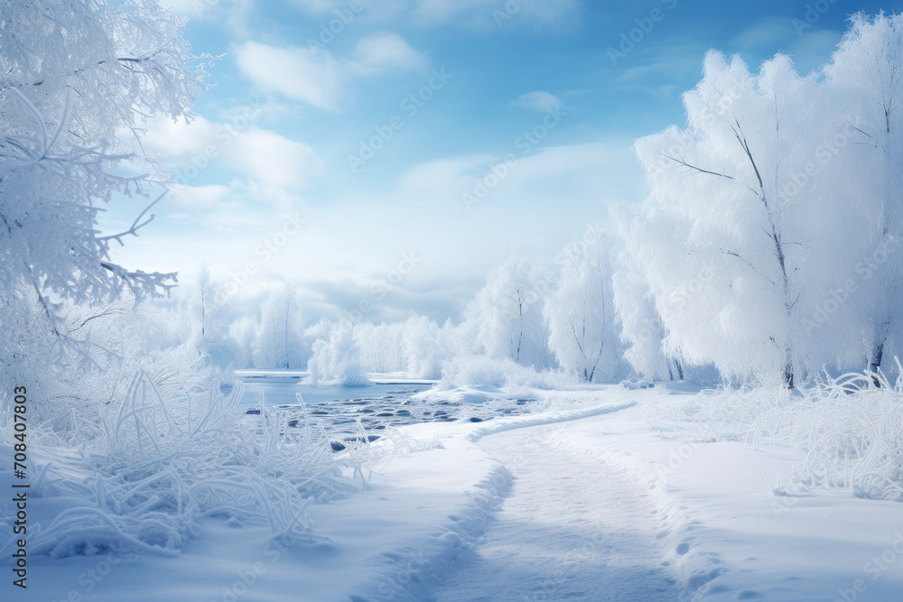 A charming winter scene with snowflakes gently falling, capturing the magical essence of the holiday season. Concept of winter wonderland. Generative Ai. A charming winter scene with snowflakes gently falling, capturing the magical essence of the holiday season. Concept of winter wonderland. Generative Ai.