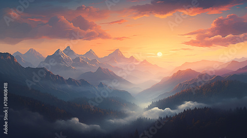 Sunrise in the mountains © khan