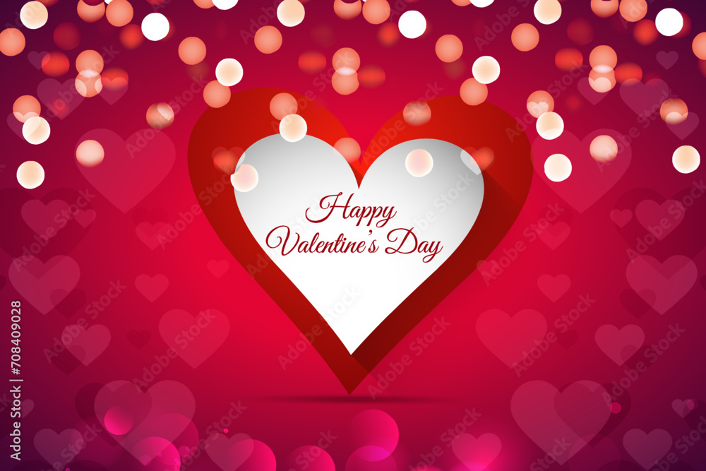 Valentines day background with heart pattern and typography of happy valentines day