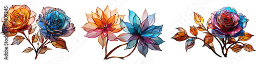 Stained glass flower on a png background photo