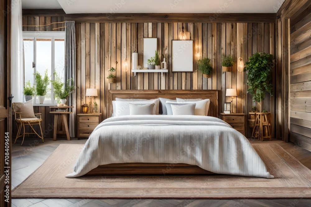 Naklejka premium Stylish bedroom of a Restaurant.