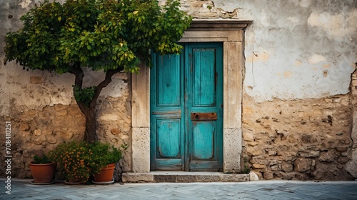 an old teal door similar to italy