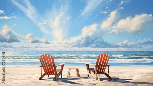 Relaxing on Beach Chairs by Ocean © Pure Imagination