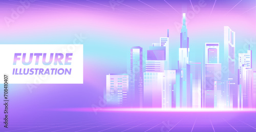 Vector digital future city illustration background