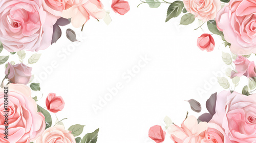Empty floral frame with copy space for greeting card or invitation design
