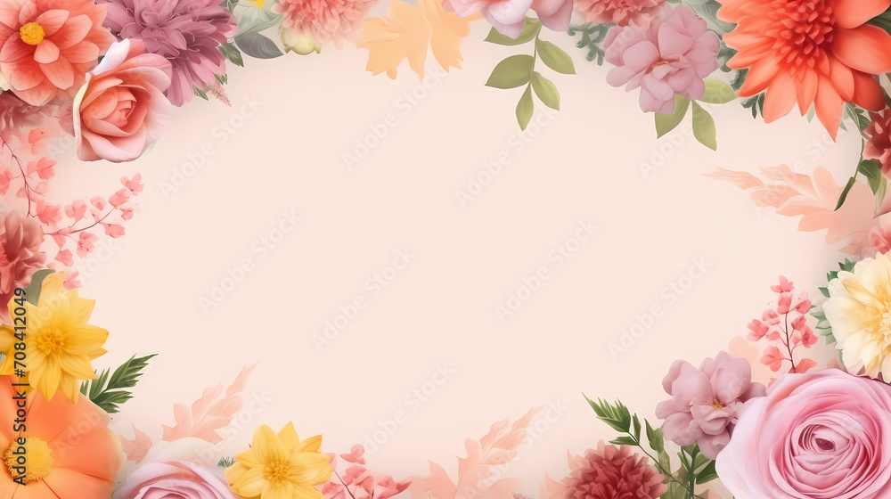 Empty floral frame with copy space for greeting card or invitation design Empty floral frame with copy space for greeting card or invitation design