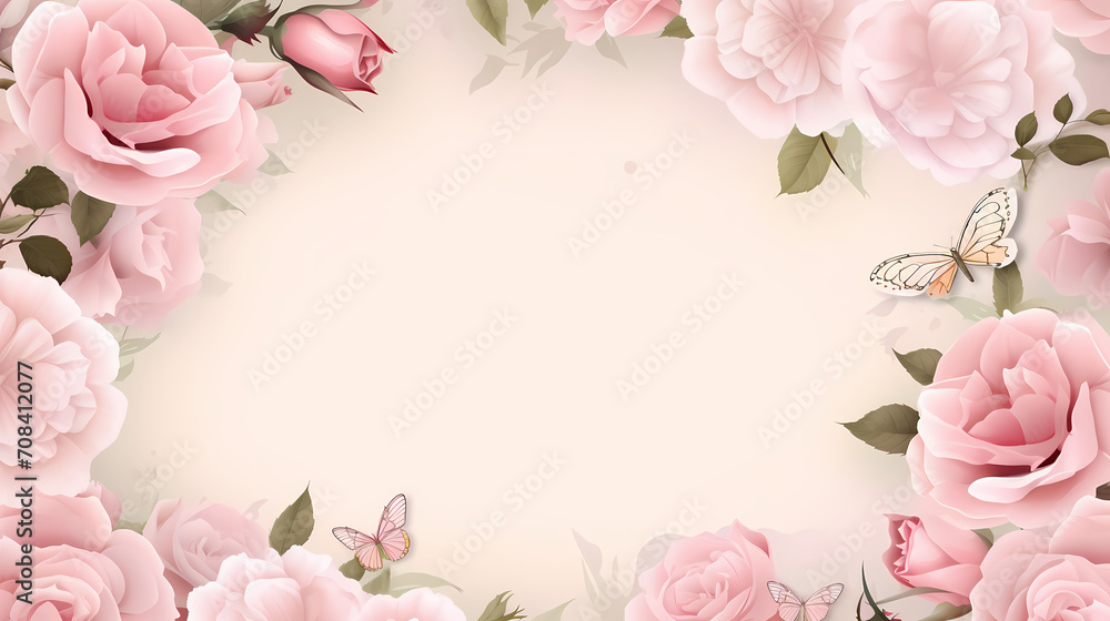 Empty floral frame with copy space for greeting card or invitation design Empty floral frame with copy space for greeting card or invitation design