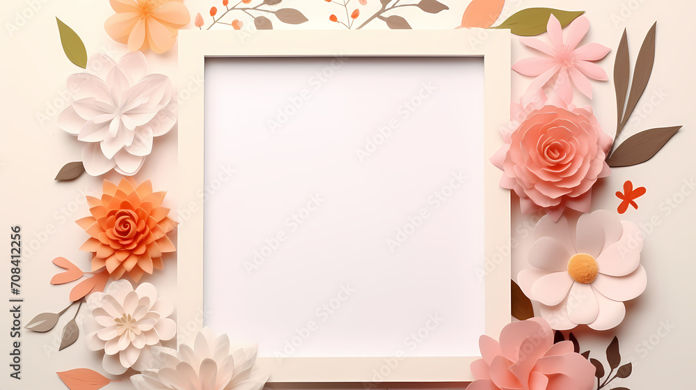 Empty floral frame with copy space for greeting card or invitation design Empty floral frame with copy space for greeting card or invitation design