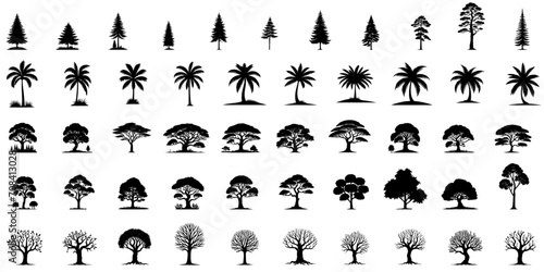 set of silhouette tree, vector element. For architectural, and planning landscapes, artworks. Tree set pack collection.  © sadi