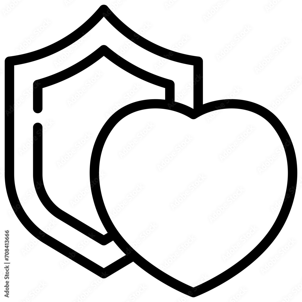 protect shield security love heart simple line protect shield security love heart simple line