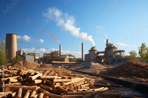 A biomass power plant, emphasizing the use of organic materials for generating renewable energy.