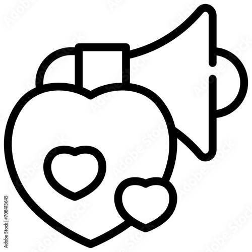 loud horn sound love heart advertisement simple line