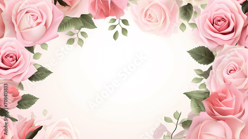 Pink rose flower composition background, decorative flower background pattern, floral border background