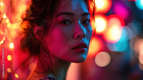 Asian Model in Colorful Lights © Custom Media