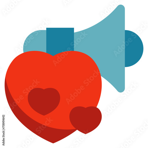 loud horn sound love heart advertisement flat style