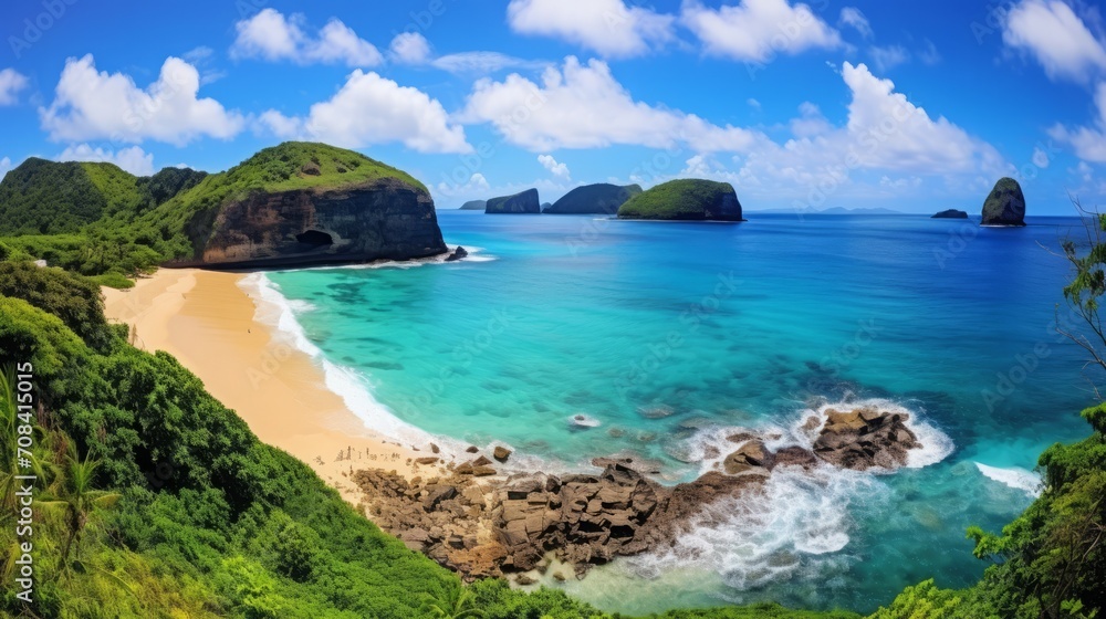 Serene Tropical Beach Paradise with Lush Greenery Serene Tropical Beach Paradise with Lush Greenery