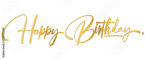 Happy Birthday. calligraphy black text word gold. Handwritten modern brush lettering white transparent background isolated vector eps