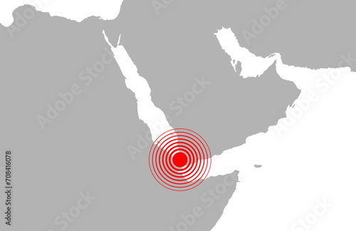 Vector map illustration of Houthi attacks, Suez Canal, Sinai Peninsula, Red Sea and Arab Peninsula photo