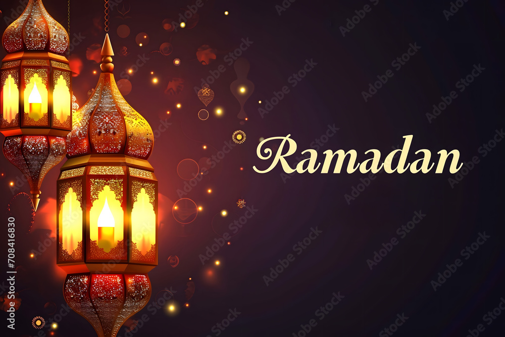 Naklejka premium ramadan Kareem, Ramadan crescent moon, Eid Mubarak Islamic festival social media banner and Eid Mubarak Post Template, islam