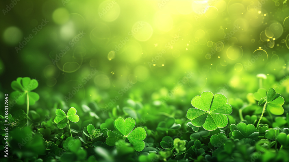 Spring green background with bokeh, St. Patrick's Day Celebration Green St. Patrick's Day Background for Festive Greetings, Ai generated image