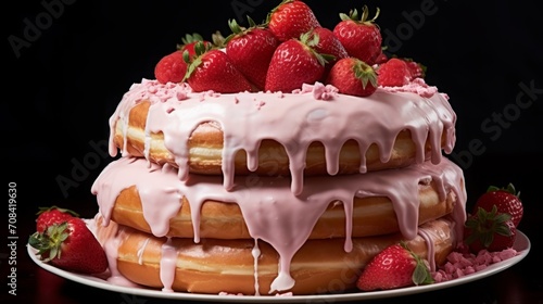 Strawberry Topped Bundt Donut with Creamy Icing